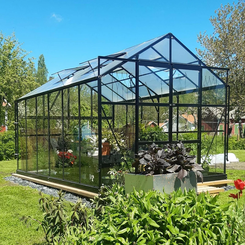 Metalcraft Greenhouse, 9,6m², 4mm safety glass, black