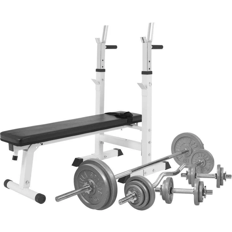 Hantelbank Gusseisenset weiss 108 kg