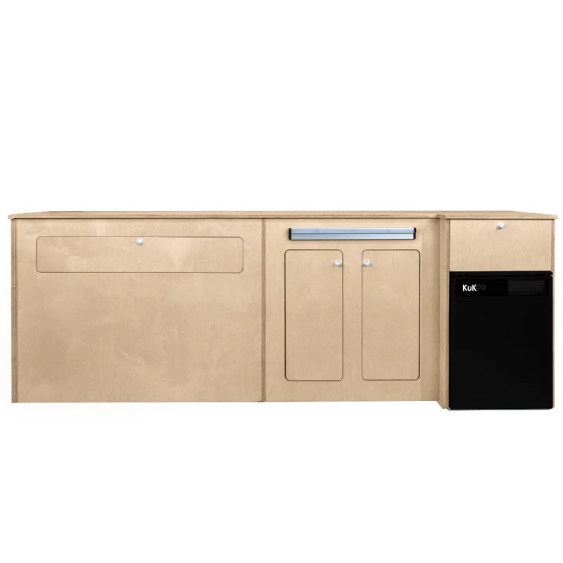 Lot de Meuble Cuisine pour Camping-Car en Contreplaqué & Frigo Noir