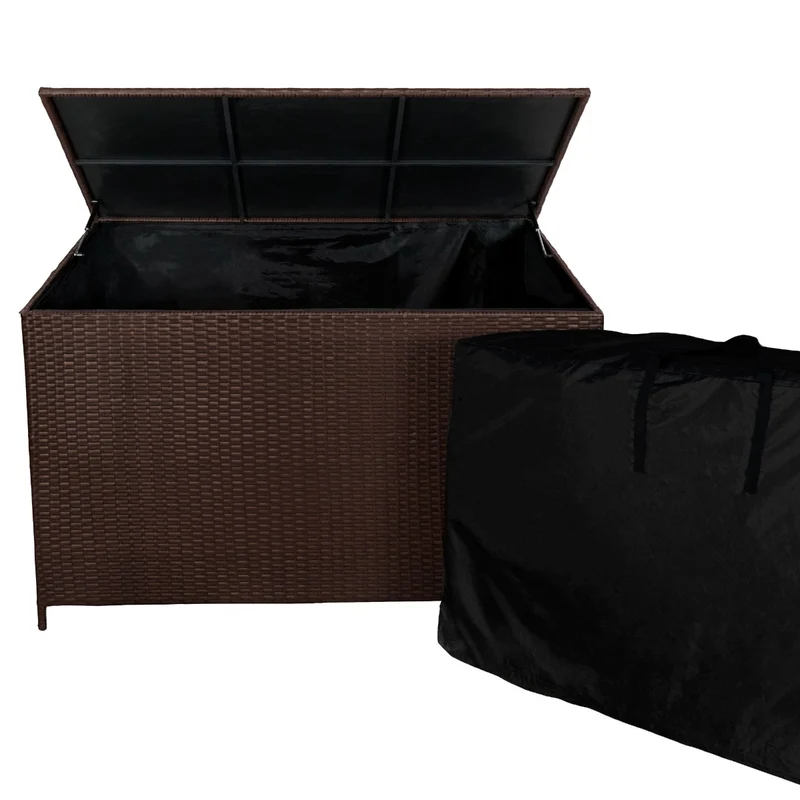 Coffre de Rangement d'Extérieur 582 L en Rotin Marron