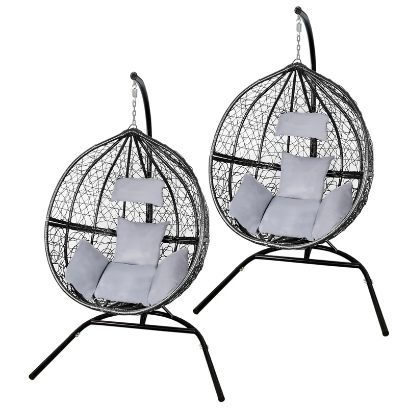 Chaise Suspendue en Rotin Noir x 2