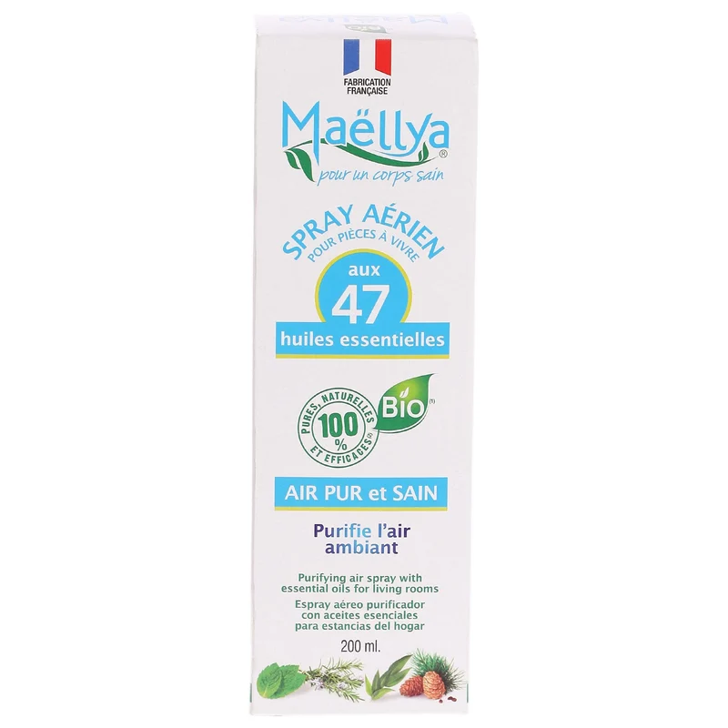 Spray aérien pour pièces à vivre 47 huiles essentielles