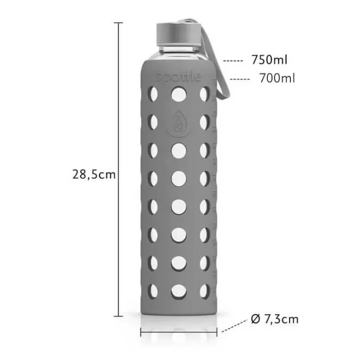 SPOTTLE Glasflasche mit Silikonhülle 750ml